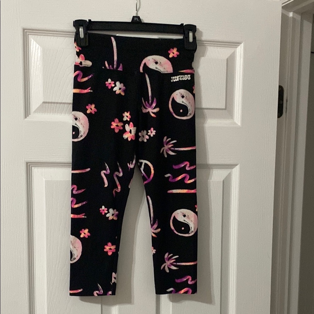 Justice Black and Pink Patterned Leggings